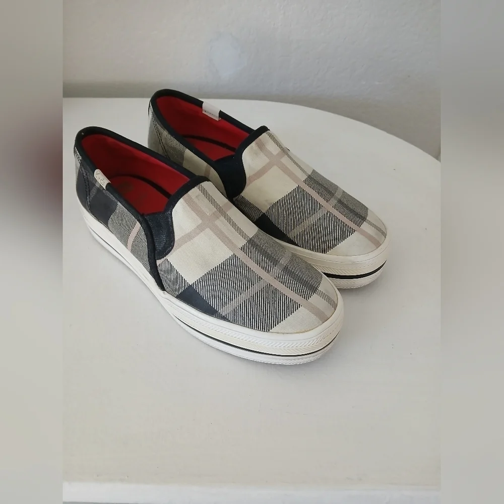 Kate Spade x Keds Woodland Plaid Slip On Platform Sneakers Shoes Size 5.5